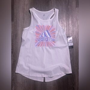 Adidas White Sleeveless Top with Gray Logo